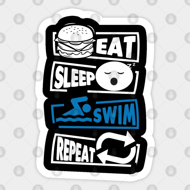 eat sleep swim repeat funny swimming lover gift Sticker by Moe99